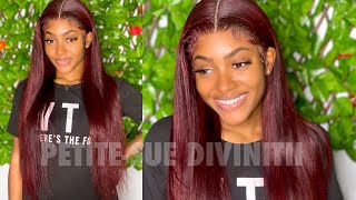 Straight Burgundy Lace Front Installation Ft. Wowebony Hair  | Petite-Sue Divinitii