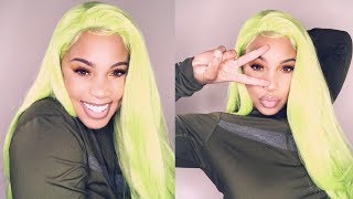 I Dyed A Synthetic Wig Lime Green! | Under $10  |   Hairspells