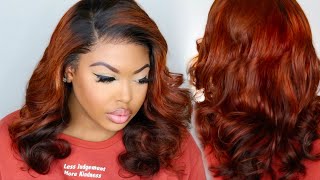 Two Tone Auburn Ginger Color Malaysian Wig- The Perfect Install -Divaswigs