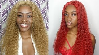 Deep Wave Lace Front Wig From #27 Blonde To Red (No Bleach Used)