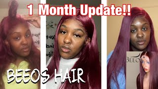 1 Month Update || Beeos Hair 99J Burgundy Wig || Honest Pros & Cons