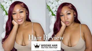 The Best Natural Frontal Wig Ever | 99J Burgundy Hair | Ft Wiggins Hair Review