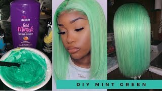 Diy Mint Green Hair Color At Home On Bob Wig!  | Ft Recool Hair