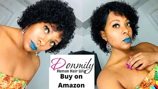 Amazon Short Curly Human Hair Wig ||  Ft. Donmily Brazilian Water Wave Wig|| Beautiebymark