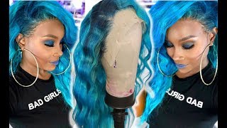 Water Coloring This Beautiful 613 Hair Into Baby Blue! Ft Tinashe Hair