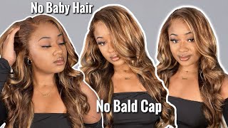 No Baby Hair! No Bald Cap! | Honey Blonde Highlight Wig Install | Westkiss Hair