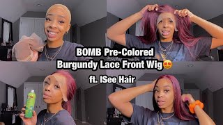 Best Pre-Colored Burgundy Human Hair Lace Front Ft. Isee Hair | Yanna Simone