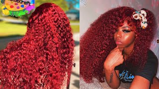 Deep Cherry Berry Red Craft | Bleaching Wig From Black To Red  (Bleach Bath Method)