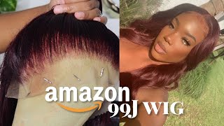 Watch Me Slay This Amazon Wig ( Bleaching + Plucking + Install ) | 99J Burgundy Wig X Supernova Hair