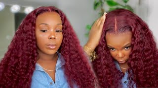 Every Girl Needs This Super Gorgeous Pre-Colored Burgundy Deep Wave Wig | West Kiss Hair