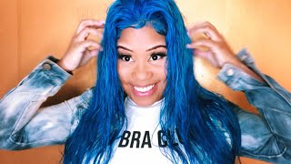 I Dyed My Frontal Wig Aqua Blue In One Minute | Using The Water Color Method | Ft Sowigs |