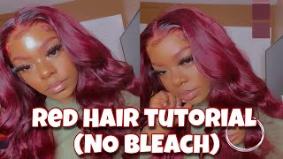 How To Dye Your Wig Red/Burgundy With No Bleach & No Damage | Easy