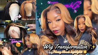 Wig Transformation | Honey Blonde Highlights *Very Detailed * Kinky Straight Wig Ft.Rpghair