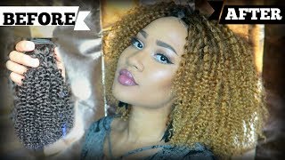 From Brown To Blonde! How To Bleach/Color Kinky Curly Hair| Step By Step [Part 1]