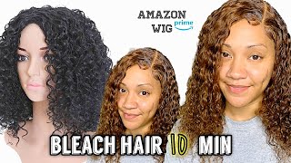 How To Bleach Bath A Curly Wig | Water Color Black Hair To Make Lighter| Amazon Prime Ft Talkto Hair