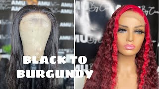 How To Dye Black Wig Burgundy | No Bleach  Needed | Using Loreal Hicolor