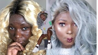 How To: Transform Your Blonde Lace Wig | Gray Hair On Dark Skin