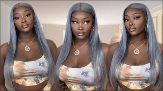 Pre-Colored Silver Grey Lace Wig Flawless Install Ft. Tinashe Hair