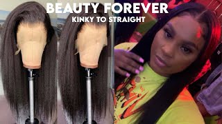 Must Buy !! Amazon Kinky Straight Lace Wig | Detailed Install Ft. Beauty Forever