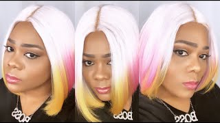 Bob Meet Neon Girl!!  Mane Concept Rcp7039 Neonpastel Wig Review | Ft. Gobeautyny.Com