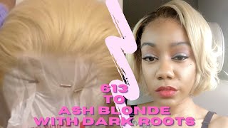 How To Tone 613 Hair Ash Blonde With Dark Brown Roots | Jessica Hair Wigs Amazon (Wig Under $100!!!)