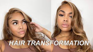Watch Me Install This Bomb Honey Blonde Highlighted Wig! Ft Unice Hair
