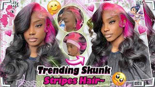 Hot Pink Roots/Skunk Stripes Wig! Trending Lace Frontal Wig Install Ft. #Ulahair
