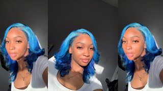 How To Water Color A Wig Ombré Blue + Install