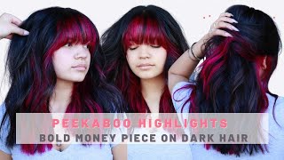 Peekaboo Highlights [Bold Money Piece Highlights Using A Platinum Card On Dark Hair]