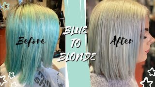 Removing Blue Hair Dye Without Bleach At A Salon!