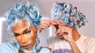 Icy Blue Curly Up-Do Wig | Full Tutorial & Install | Lookmas Day 6
