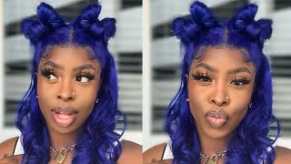 Electric Blue Wig Install Ft Isee Hair| + Bow Buns Tutorial