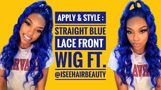 Style & Apply : Straight Blue Lace Front Wig Ft. Isee Hair