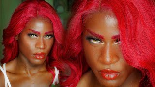 Red "Poison Ivy" Human Hair Wig | Weave Weview Tinashehair.Com