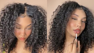 Affordable Curly Lace Front Wig Install!! Ft Isee Hair