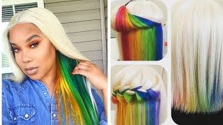 Easy Peekaboo Rainbow Hair Color And Install Tutorial Ft Luvme Hair