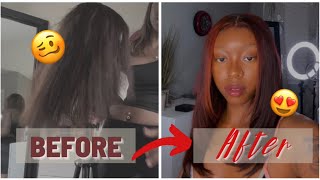 Wig Transformation | Brown To Red Without Bleach! Loreal Hicolor Highlights | Jalin Alizah