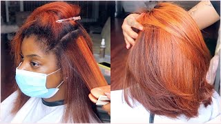 These Results Are Priceless!! Red/Orange Hair Color Transformation+ Trim & Silk Press
