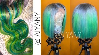 Silver Green Blue Bob || Wig Transformation || Wigsbuy.Com