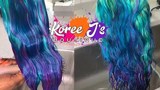 Toning 613 Hair| Aqua Blue Hair Transformation| Diy Water Color Method| Adore Dye