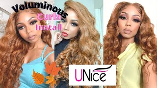 Perfect Beginner Friendly Colored Wig + Easy Install | Curls | Unice Hair Auburn Brown Loose Wave