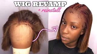 Old Wig Revamp + Reinstall | Burgundy Roots Blonde Ends