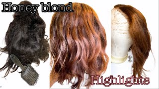 How To Do Highlights At Home 2020|| How To Get A Honey Blond Highlights On A Wig With Just Bleach