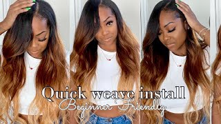 How To: Side Part Quick Weave | Very Detailed Beginner Friendly| Gorgeous Ombre Hair| Beautyforever