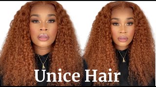 Curly Auburn Brown Frontal Wig | Unice Hair