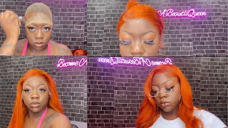 Whole Tutorial Of Install Ginger Orange Frontal Wig | Luvmehair