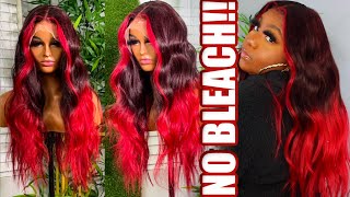 Wait!! No Bleach Needed!!?? || Pre-Colored Red Ombre T-Part Wig || Eayon Hair