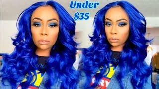 Sensationnel Shear Muse Synthetic Lace Front Wig- Chana | Blue For The Win!!! | Under $35