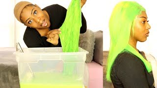 I Went Neon Green!! // Dye Wig In Seconds (Watercolor Method) Ft. West Kiss