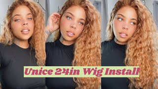 Unice Hair 24In Honey Blonde Deep Wave Wig Install Super Easy!